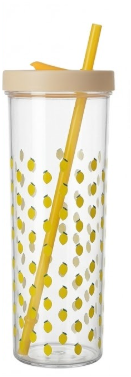 Plastic Sipper & Straw Lemon Edition