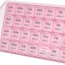 Lifewit Monthly Pill Organizer, 28 Day Pill Box, 4 Weeks One Month Vitamin Cases, Large Compartments Medicine Organizer for Fish Oils, Supplements, 28 Grids, Pink