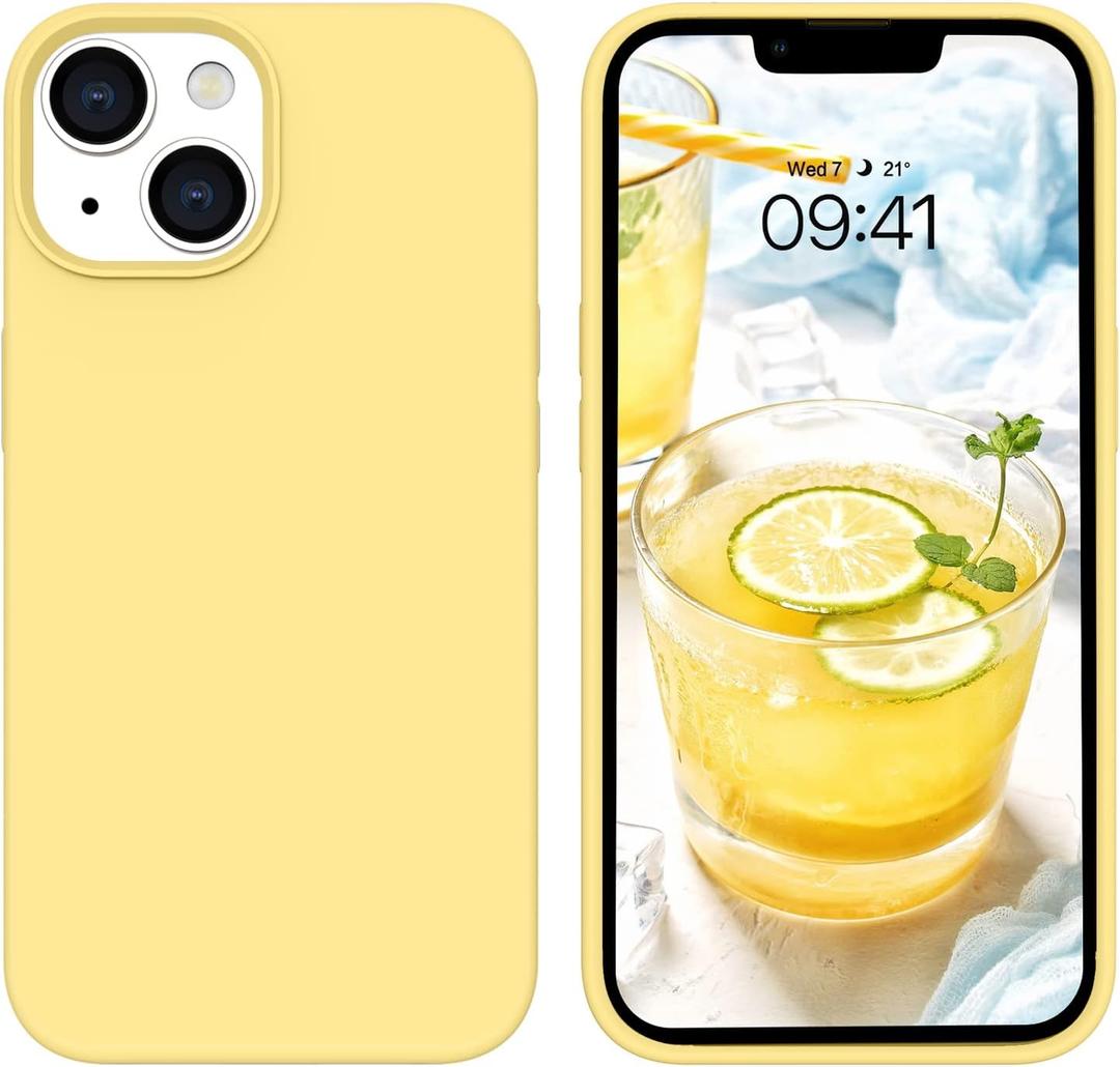 BENTOBEN Compatible with iPhone 14 Case, Liquid Silicone Gel Rubber Bumper Microfiber Lining Hard Back Shockproof Protective Phone Cover for iPhone 14 6.1",Yellow