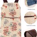 patdrea Blue Floral Linen Apron with Pocket,French Kitchen Garden Chef BBQ Aprons for Women and Men,Crisscross Back Straps (S-(29.5")