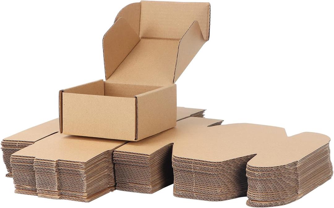 PHAREGE 4x4x2 inch Shipping Boxes Bulk 25 Pack Brown, Tab Lock Tuck Top Mailer Boxes for Packaging Small Business, Small Cardboard Gift Boxes for Wrapping Mailing Present