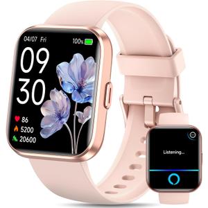 Smart Watches for Women, Womens Smart Watch for iPhone & Android & Samsung, Smartwatch with Call & Alexa, Sleep,Heart Rate,Pressure,SpO2 Monitor & Cycle Tracking, 100+ Sports Modes Fitness Watch-Pink