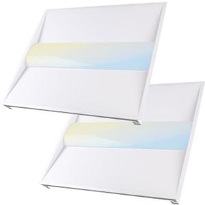 RMC 2x2 LED Troffer Light, 40W/35W/30W/25W/20W Adjustable, Up to 5200lm, 0-10V Dimmable, 3000K-5000K CCT, 100-277V, ETL DLC Listed Ceiling Lighting Fixture for Office & Commercial Use, 2Pack