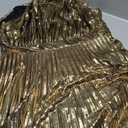 AOMEI Women's Luxury Metallic One Shoulder Sleeveless Elegant Pleated Long Dress (Gold) XL