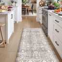 DEXI Kitchen Floor Mats Cushioned Anti Fatigue Runner Rug 23x59 Grey Floral | Soft Comfort Memory Foam, Easy Care, Waterproof, Standing Padded for Front Sink Laundry Office Farmhouse, 59"L x 23"W x 0.4"
