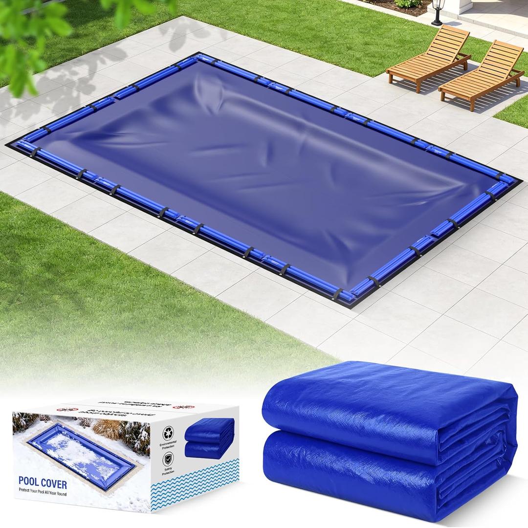 Inground Pool Cover,18 x 36 Ft Rectangle Pool Cover for Off-Season Swimming Pool Protection,4 ft Overlap,Cold and UV-Resistance,Easy Installation