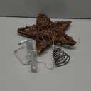 Christmas Tree Topper Star,Rattan Christmas Tree Topper with 50 LED Light,10 Inch Warm White Light Rustic Star for Christmas Tree Decoration Holiday Farmhouse Decor Battery & USB Powered