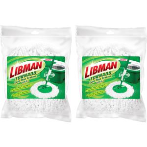 Libman Tornado Spin Mop Refills - Case of 2 - Microfiber Heads, Easy to Replace, Machine Washable