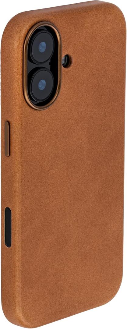 Dockem Genuine Leather Case for iPhone 17 Compatible with MagSafe, with Capacitive Camera Control Button (MSGL, Light Brown)
