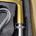 Gold Bathroom Faucet 1 Hole, Single Handle Brass Bathroom Sink Faucet with Deck Plate & Metal Pop-Up Drain & Water Supply Lines Included, Modern Gold Bathroom Vanity Faucet, Brushed Finish (Gold)