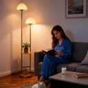 Lightdot 63IN Gold Dimmable Floor Lamp with Table Modern Mid Century Standing Lamps with Bulbs Included Unique Vintage Tall Floor Lamp with 5Lbs Heavy Base for Living Room/Sofa Beside/Corner Decor