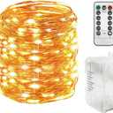 Twinkle Star 300LED 99FT Copper Wire String Lights Battery Operated 8 Modes Fairy Lights with Remote Waterproof Fairy String Lights for Outdoor Christmas Lights Wedding Party Decoration Warm White