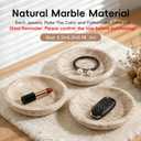 Jewelry Dish 5.5"x5.5",Natural Travertine Stone Trinket Dish - Round Decorative Vanity Tray for Jewelry, Keys, and Small Accessories, Countertop Organizer for Bathroom, Bedroom, Entryway