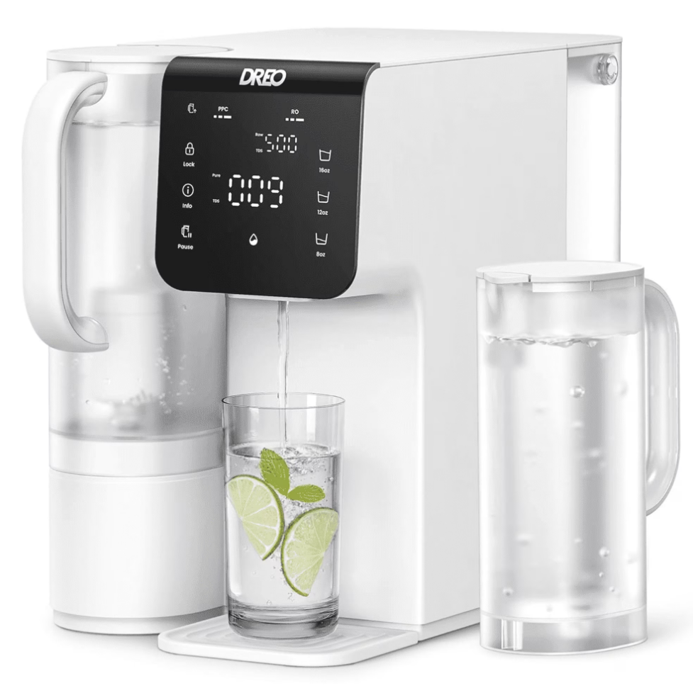 DREO Reverse Osmosis Water Filter Countertop, 7-Stage RO Water Filtration System, Installation-Free, Reduce TDS, Water Filter Pitcher for Home, Kitchen, 3:1 Pure to Drain, WF511 Upgraded
