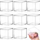 Blulu 8 Pcs Clear Acrylic Box with Lid Plastic Jewelry Mini Storage Box Mini Cube Containers for Candy and Tiny Jewelry Easter Party Favor(4.72 x 4.72 x 4.72 Inch,Classic Style)