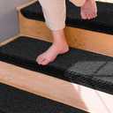 Brakki Bullnose Carpet Stair Treads, Non Slip for Wooden Steps Indoor, Runner, Soft Rugs for Pets, Edging Protectors, Washable, 29.5"x9.5"x1.5" 14pcs, Black