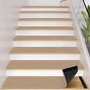 GOYLSER Peel and Sticker Jute Stair Treads Non Slip for Wooden Steps Indoor, 15 Pack Rubber Backed Stair Pads Rug, Removable Khaki Adhesive Staircase Mat Step Cover (Stair Tread Set (15 pieces, 8" x 30"))