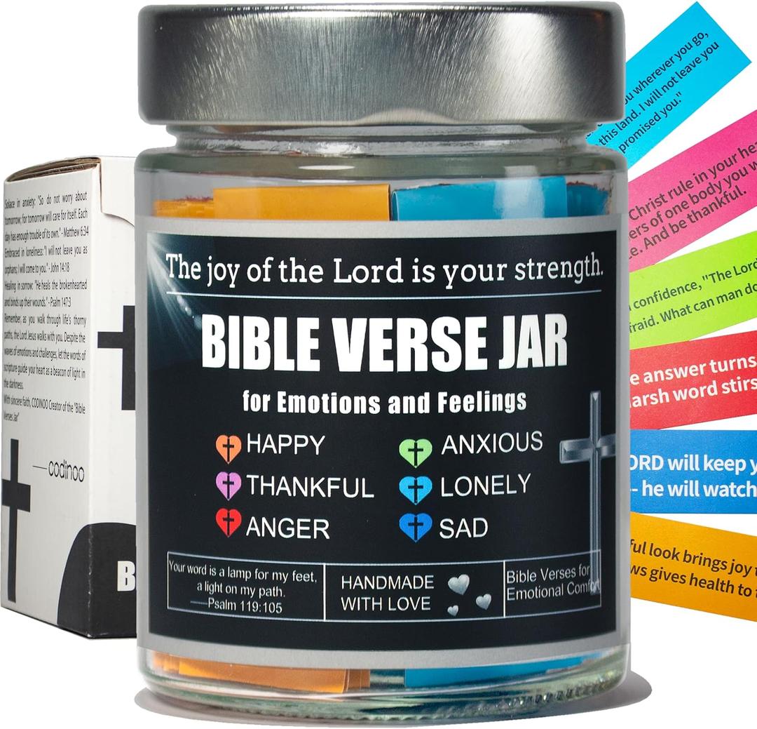 Bible Verse Jar,Read Me When Emotion Jars,Christian Gifts For Women Men Mom Dad,Daughter Son,Religious gifts,Birthday Gifts,Scripture Prayer Hope Jar,Baptisms,Bible Stuf,Bible Study Supplies
