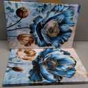 sechars Teal and Brown Wall Decor Turquoise Flower Canvas Art Painting Modern Abstract Floral Picture Artwork Bathroom Decor Framed (Medium)