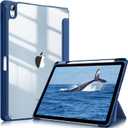 Fintie Hybrid Slim Case for iPad Air 11-inch M3 (2025) / M2 (2024), iPad Air 5th (2022) / 4th Generation (2020) 10.9 Inch - Shockproof Cover with Clear Back Shell & Pencil Holder, Navy Blue