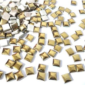 Brueyart 200 Pieces Square Mosaic Tiles for Crafts Bulk, Ceramic Mosaic Pieces 16 Colors Ceramic Mosaic Tile, 12mm Stained Mosaic Ceramic Tiles for Mosaic Projects Home Decor - Gold Mosaic Tiles