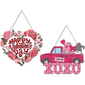 2 x 3Pcs Valentine's Day Front Door Hanger Decor Love Romantic Special Night Galentines Party Paper Signs Banners for Engagement Wedding Anniversary Door Porch Wall Hanging Decorations