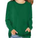 Haloumoning Girls Casual Long Sleeve T Shirts Kids Crewneck Tops, Tees Blouses with Pockets 4-15 Years Red