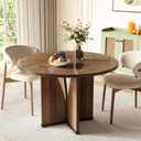 LITTLE TREE 39-Inch Round Dining Table for 4, Rustic Kitchen Table with X-Shaped Stable Pedestal, Farmhouse Dinner Table for Dining Room, Living Room, Dark Brown