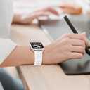 V-MORO Resin Band Compatible with Apple Watch Series 10/11 46mm/45mm/44mm/42mm Fashion Strap for iWatch Series 9/8/7/6/5/4/3/2/1/SE/SE 2 Lightweight Bracelet Wristband Women(Classic Aurora White)