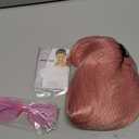 Short Bob  LIULIUBTY Short Bob Hair Wigs Straight with Flat Bangs Synthetic Colorful Cosplay Daily Party Neon Wig for Women + Free Wig Cap 12" Natural As Real (Light Pink) Cut Wig Pink