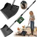 12-Inch 2-in-1 Chicken Poop Scooper & Rake  US Patent Pending  3-Shape Sifting Holes Chicken Coop RakeStainless Steel Handle 2061" Litter Scoop Sand & Sifting Shovel for Chicken Coops (Black)