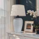 19.3" White Streak Ceramic Pot Table Lamp,Ceramic Decorative for Home Decor,Desk,Bedside Table,Bedroom, Living Room,TL02