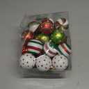 24 Pcs Christmas Ball Ornaments 1.97 Inches Glittering Plastic Hanging Decorations Elf Balls Swirl Candy Cane and Peppermint Hanging Decor for Christmas Tree Ornaments