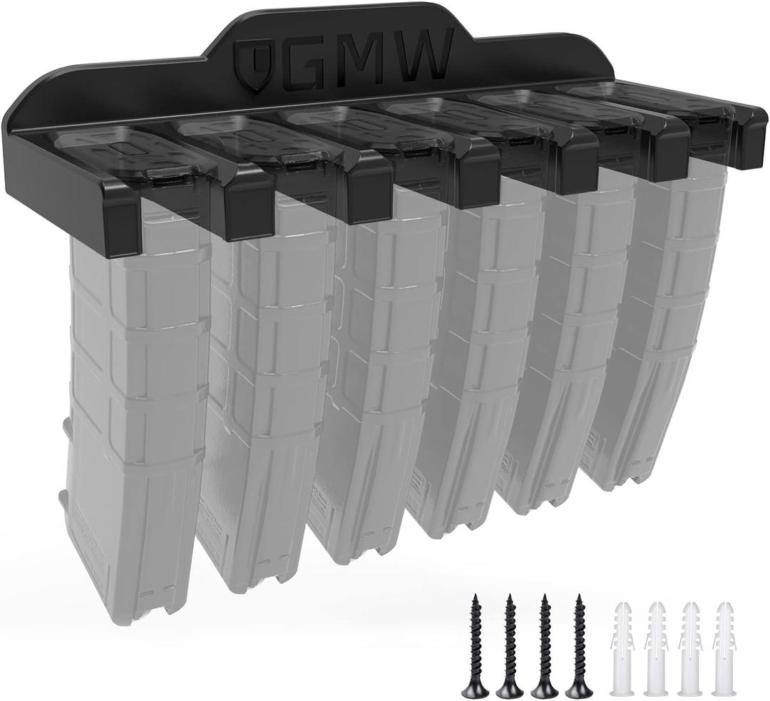 GMW PMAG Magazine Holder, AR Magnetic Mag Holder, AR Wall Mount Mag Holder for Safe, AR Mag Storage and Accessories (6 x PMAG Mount 1 Pack)