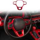 Steering Wheel Cover Trims for Honda Civic 2022-2025, for CRV CR-V 2023 2024 2025 Accessories Car Sporty Interior Decal (Red)