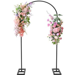 Queension 6.6FT Arch Backdrop Stand - Metal Wedding & Party Arch Frame with Base, Black