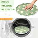 Kathfly 4 Pack 20"x20" Washable Pet Mats Crate Liner Pads with Daisy Design, Round Dog Cat Crate Pads, Soft Coral Fleece Liner for Small Pets, Ideal for Crates, Sofas, and Travel