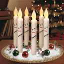 Baquler 6 Pcs Christmas Snowman Flameless Candles 6.5 Inch Short Winter Taper Candles Battery Operated LED Candlesticks for Christmas Party Table Centerpieces Xmas Winter Home Decorations