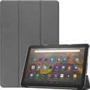 Tablet Cover for Amazon Kindle Fire HD 10 11th Gen T76N2B T76N2P(2021 Release),Ultra Slim Folio Stand Leather Case for Amazon Kindle Fire HD 10 Plus/HD10 2021 10.1" (KST-Gray)