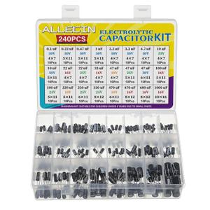 24 Values Electrolytic Capacitor Assortment Kit from 0.1uF to 1000uF 10V 16V 25V 50V in-line Aluminum Capacitors Set