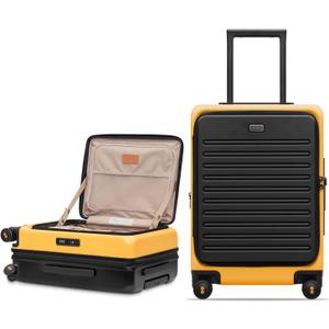 LEVEL8 Top Opening Carry on Luggage with Narrow Trolley Handle, Large Suitcases with Wheels Airline Approved, Expandable Hardside Luggage with Spinner Wheel for Men Women, 20 Inch, Yellow