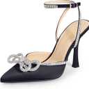 DREAM PAIRS Women's High Heels Destiny Closed Toe Strappy Heels Sexy Rhinestone Ankle Strap Pumps Wedding Bridal Party Dress Shoes Destiny (7.5, Black)