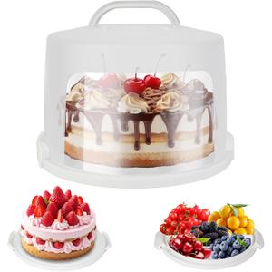 Large Cake Carrier with lid and Handle, Multipurpose Cake Stand with Lid for 11" Cake, Pie, Plastic Cake Container
