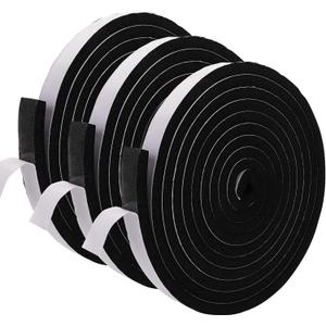 Jucoan 49 Feet Weather Stripping Foam Insulation Tape, 1 Inch Wide x 1/2 Inch Thick Self Adhesive Foam Seal Tape, High Density Door Seal Strip Window