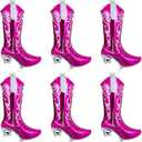 Wettarn 6 Pcs Cowboy Boot Balloons Bulk 25.6 Inch Large Cowgirl Rodeo Western Foil Jumbo Balloons Decor for Bachelorette, Birthday, Boots on The Ground, Disco Party Supplies(Pink)