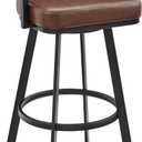 Benjara Barstool Weni 26 Inch Swivel Counter Stool Chair, Barrel Open Back, Black, Brown