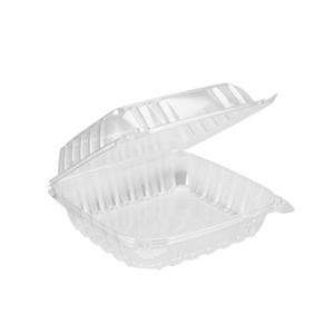 Dart Solo Dart 8" x 8"x 3" Clear Plastic Hinged Food Take-Out Container 1-Compartment (Pack of 25)