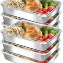 6-Pack Stainless Steel Food Storage Containers with ClearLids - Stackable Metal Meal Prep Boxes for Lunches, Leftovers & Kitchen Organization, BPA-Free & Dishwasher Safe73oz/10X7.68X2.1