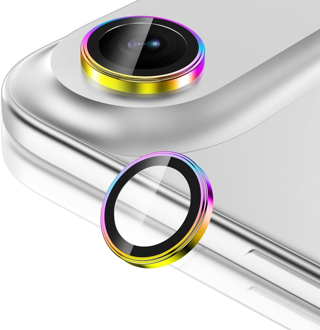 2 x Casetego for iPhone Air/iPhone 17 Air Camera Lens Protector,9H Hardness,Scratch Resistant,Ultra-thin Tempered Glass,Metal Individual Camera Cover for Women,Case Friendly,Light Colorful