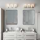 ANDY STAR 28x36 INCH Brushed Nickel Mirror, Rounded Rectangle Brushed Silver Metal Framed Mirrors for Bathroom Anti-Rust SUS304, Tube Metal Frame, 1’’ Deep Wall Mounted Vertically/Horizontal